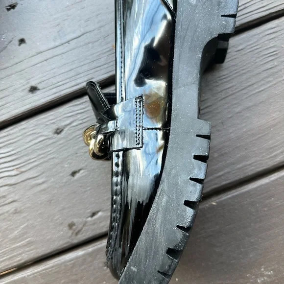 Guess Hillford Lug Sole Loafers Chunky Platform Women’s US 10M Gold Chain - Picture 5 of 11